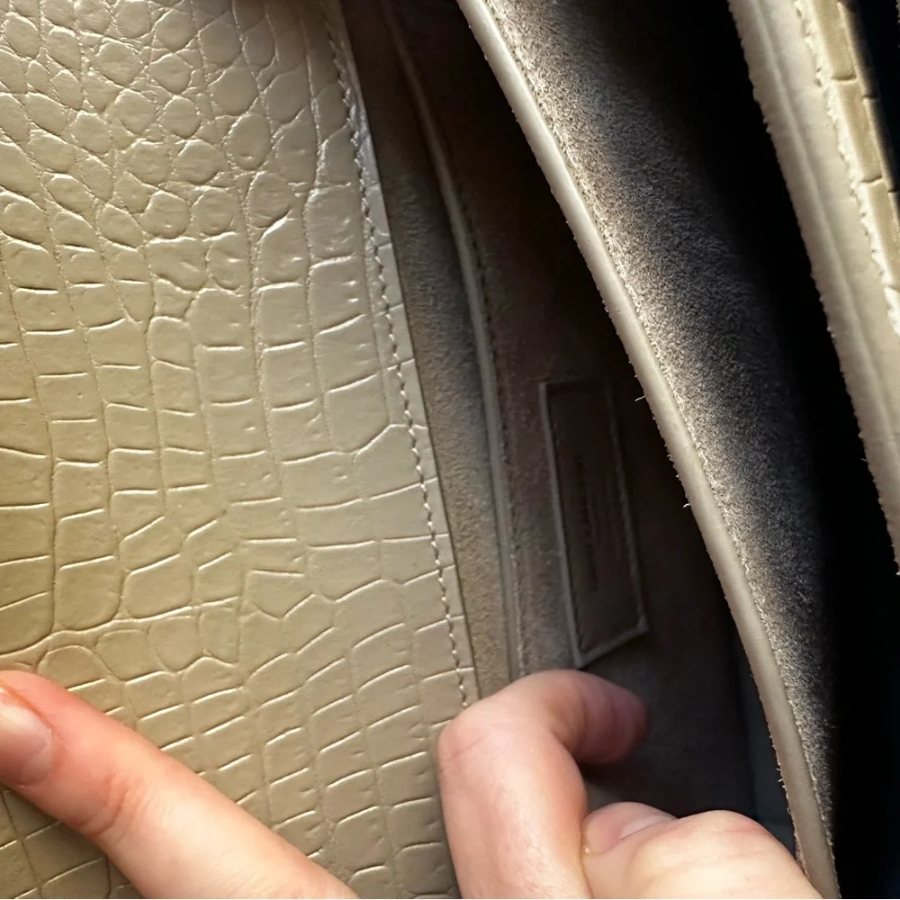 Saint Laurent Sunset Medium Croc Embossed Bag - Picture 8 of 15